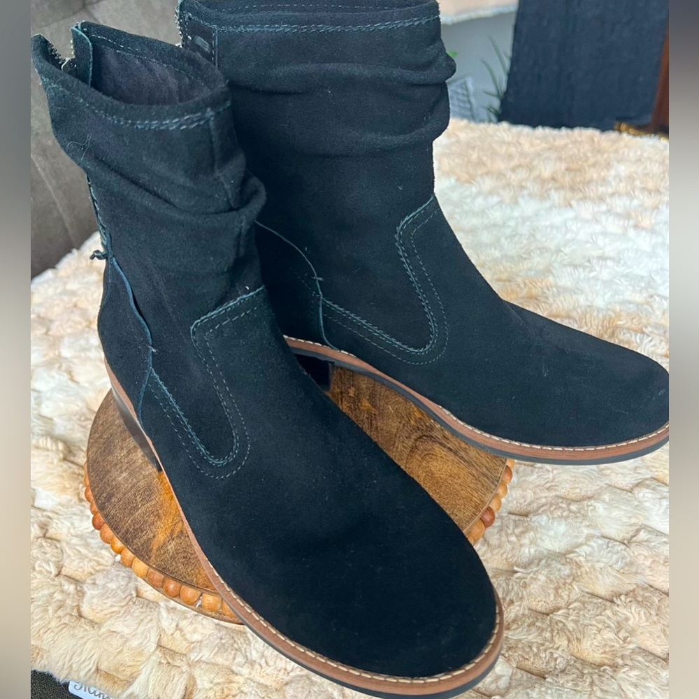Black Suede Women's Boots Lucca Lane Carolsue Womens Studded Slouchy Booties 8.5